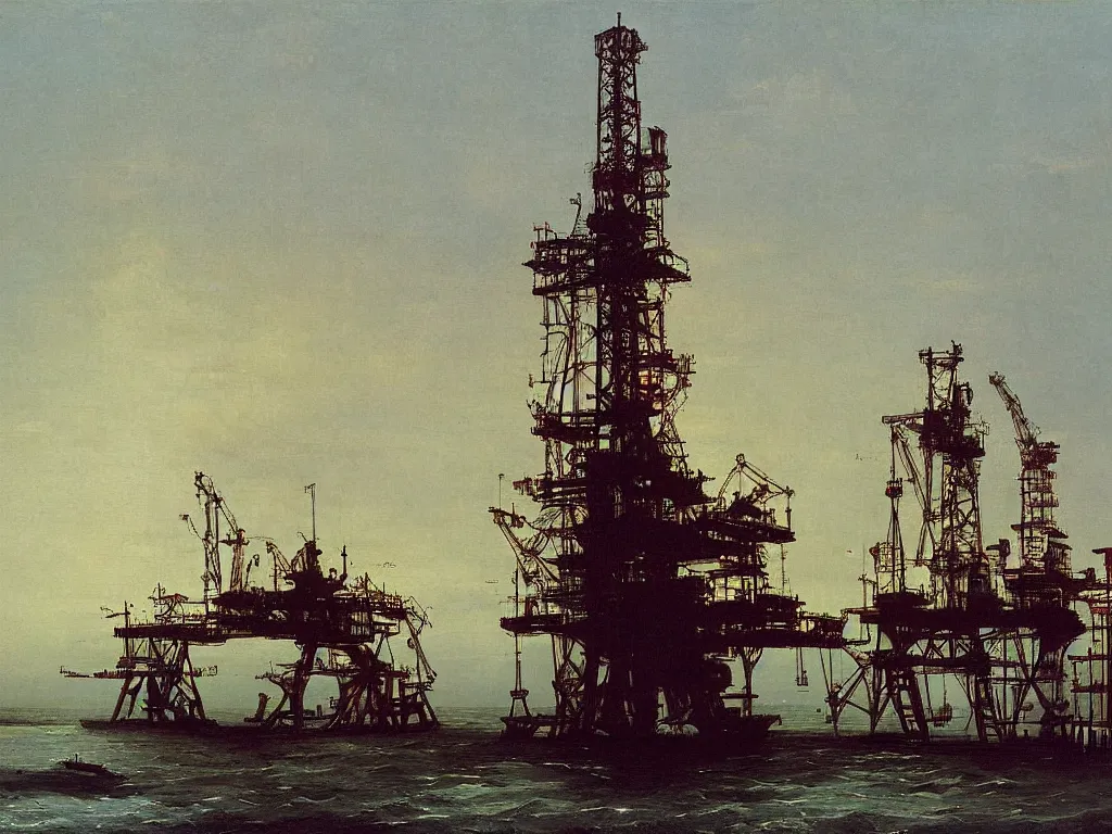 Image similar to an oil platform by carl spitzweg