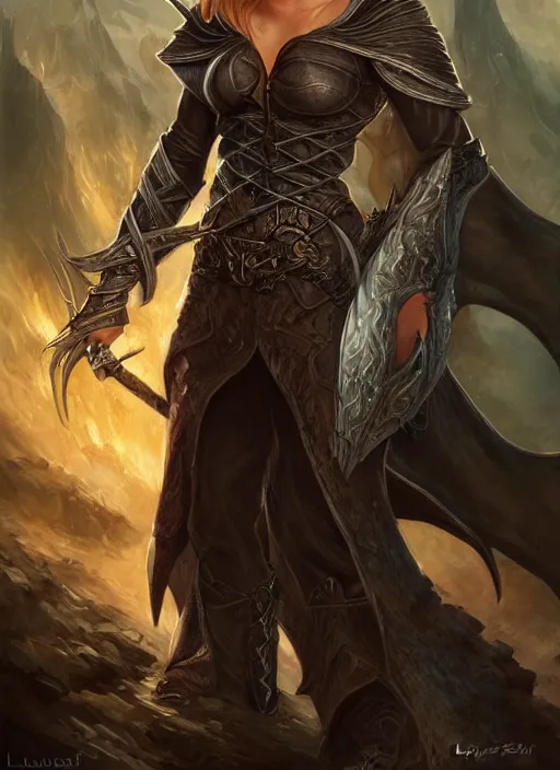 Image similar to a serious hooded half elf middle aged rogue, strong, full body, 8 k, hyperrealistic, dragon slayer, hyperdetailed, fantasy portrait by laura sava