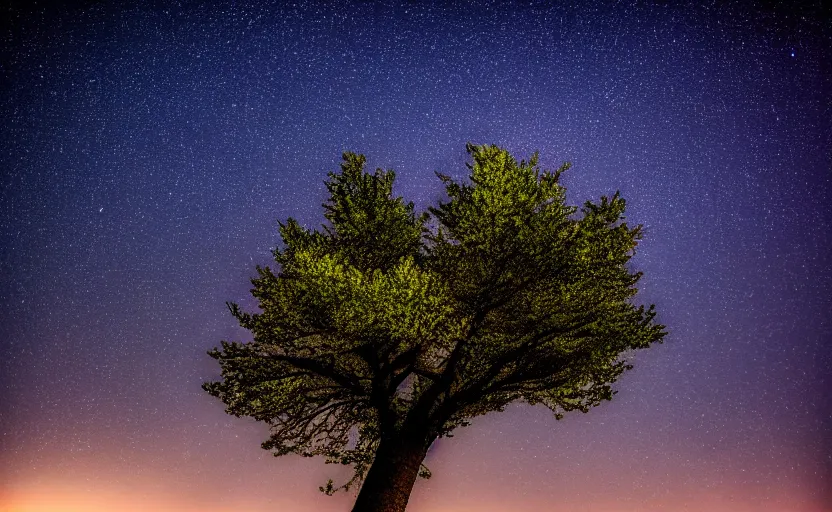 Image similar to night photography of a tree with starry sky