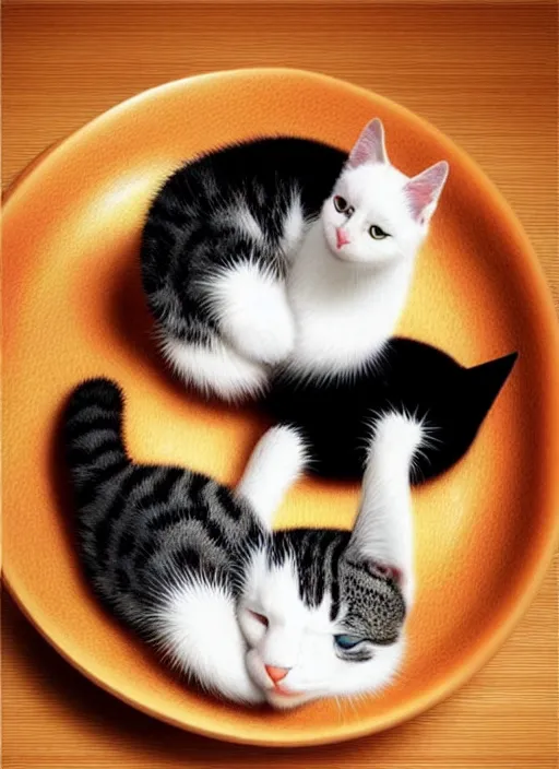 Image similar to clear photorealistic picture of adorable cats made out of sushi