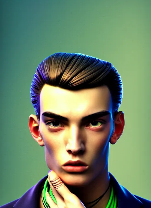 Image similar to a highly detailed long shot photo of masculin male face portrait, futurism, rococo cyber neon lighting, detailed futuristic fibonacci jewelry, profile posing, hyper photorealistic, crispy quality, digital photography, trending in pinterest, cinematic, 4 k ultra hd, art by pascal blanche, art by greg rutkowski, art by artgerm,