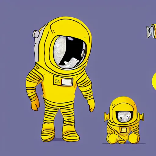 Image similar to vintage cartoon astronaut game character concept, inspired by little nightmares, limbo