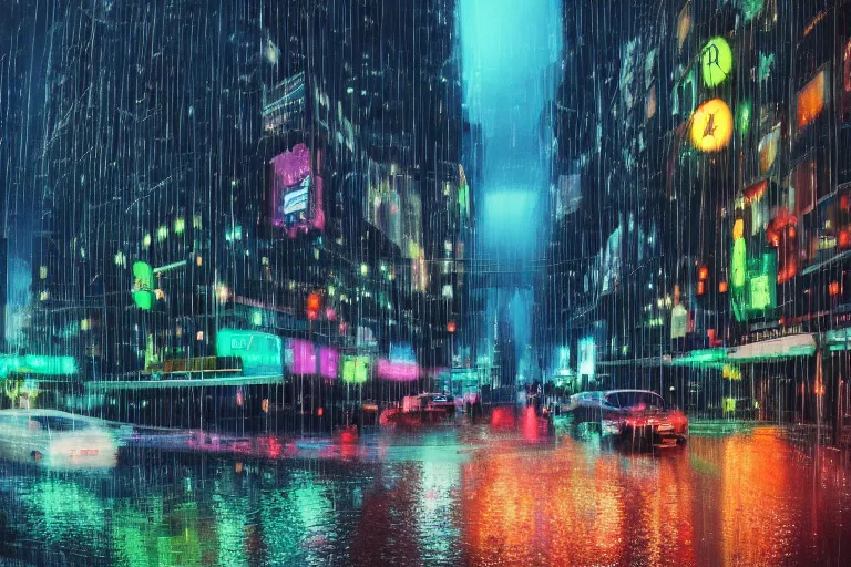 Prompt: Bustling photorealistic!!! rainy (((neon))) street in a utopian city illustrated and reimagined by Max Hay, inverted fisheye lens!!!, eyelevel!!! view!!! photography, trending on artstation, 4k, 8k, lens distortion, chromatic aberration, soft focus blur, photorealistic imagery, photorealistic details, intricate, highly detailed, artstation 3d, artstation render, artstation 3d render, 3d art, unreal engine 3d, octane 3d, blender 3d, 3d landscape