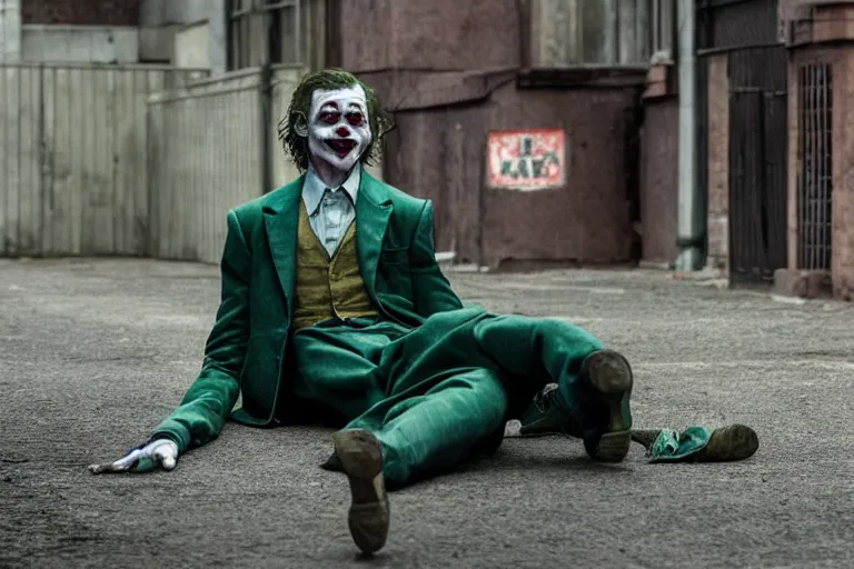 Prompt: Barry Keoghan as the Joker in 'Joker 2' (2024), movie still frame, promotional image, imax 70 mm footage, oscar nominated cinematography, volumetric lighting, 8k resolution