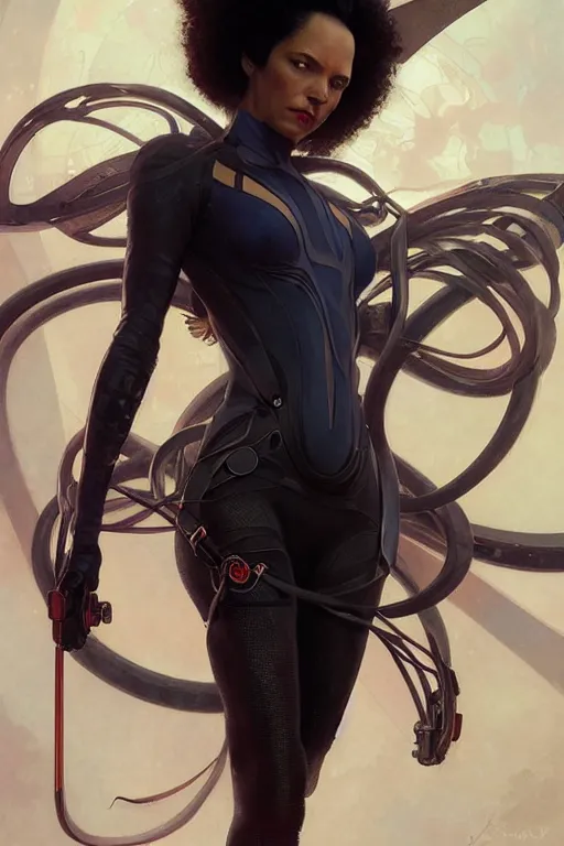 Image similar to Paul rudd as aeon flux profile picture by Greg Rutkowski, dynamic pose, afro futurism, intricate, futuristic, fantasy, elegant, by Stanley Artgerm Lau, greg rutkowski, thomas kindkade, alphonse mucha, loish, norman Rockwell,