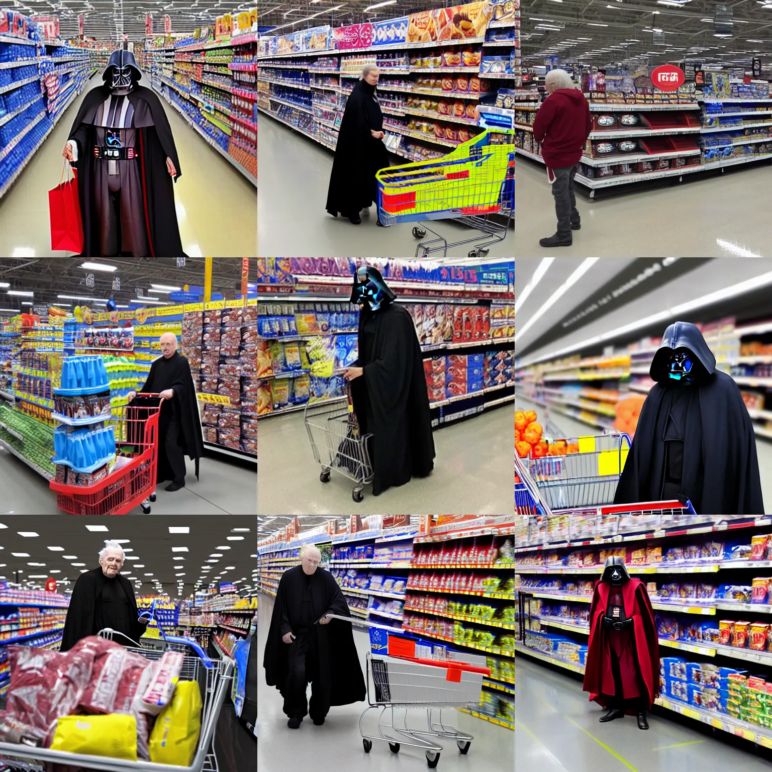 Prompt: darth sidious shopping at walmart, high quality photography