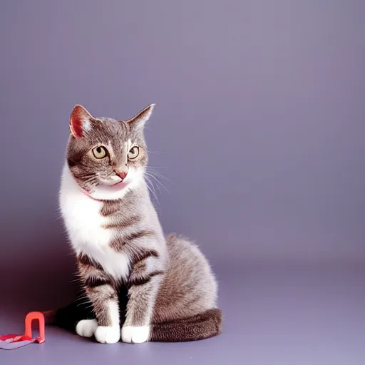 Prompt: cute cat wearing business suit, kodak portra 4 0 0 color negative film