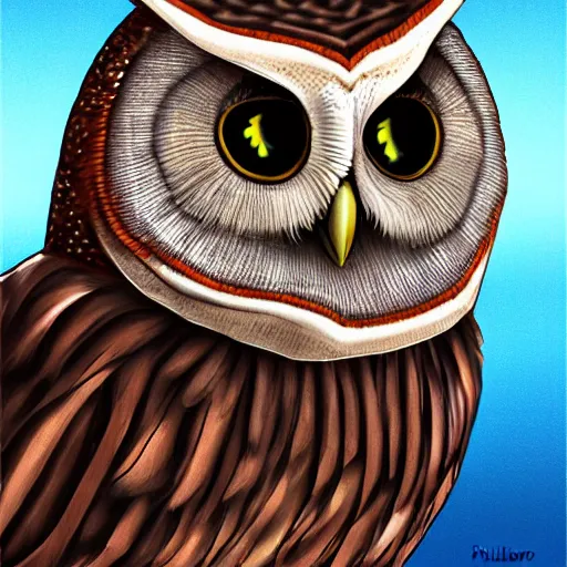 Prompt: an anthropomorphic owl, digital artwork by hulwick