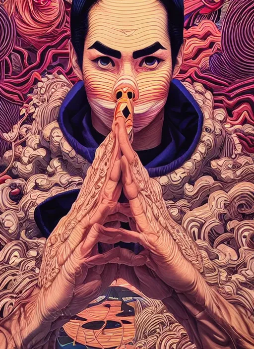 Prompt: gigachad by junji ito, tristan eaton, victo ngai, artgerm, rhads, ross draws, hyperrealism, intricate detailed