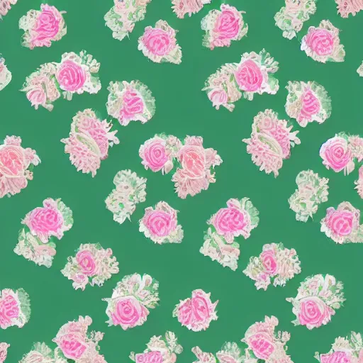 Prompt: sage green pastel colors girly flowers pattern