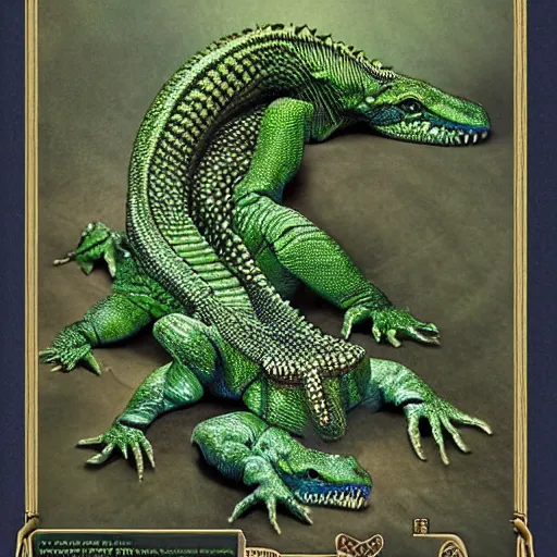 Image similar to sentient race of reptiles, highly detailed