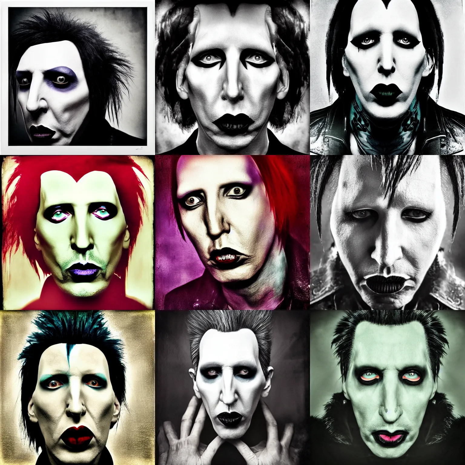 Prompt: portrait photograph of marilyn manson as ziggy stardust by lee jeffries