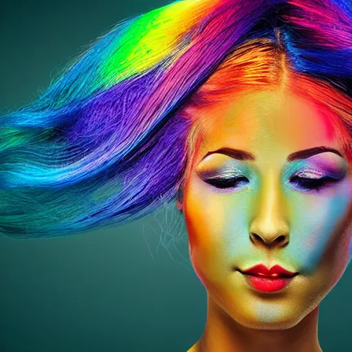 Image similar to woman with hair by colorful cables