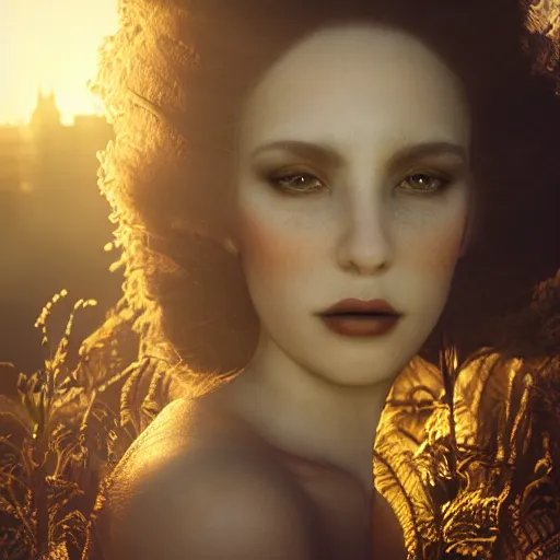 Image similar to photographic portrait of a stunningly beautiful gothic female in soft dreamy light at sunset, by edward robert hughes, annie leibovitz and steve mccurry, david lazar, jimmy nelsson, breathtaking, 8 k resolution, extremely detailed, beautiful, establishing shot, artistic, hyperrealistic, beautiful face, octane render