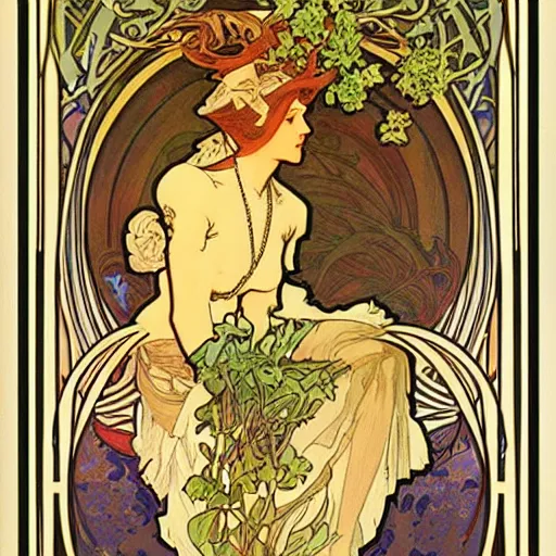 Image similar to Sticker of a ecosystem in a bottle , elegant art nouveau style, Alphonse Mucha, james gurney