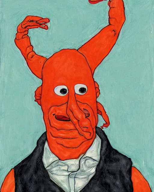 Prompt: portrait of zoidberg by egon schiele in the style of greg rutkowski