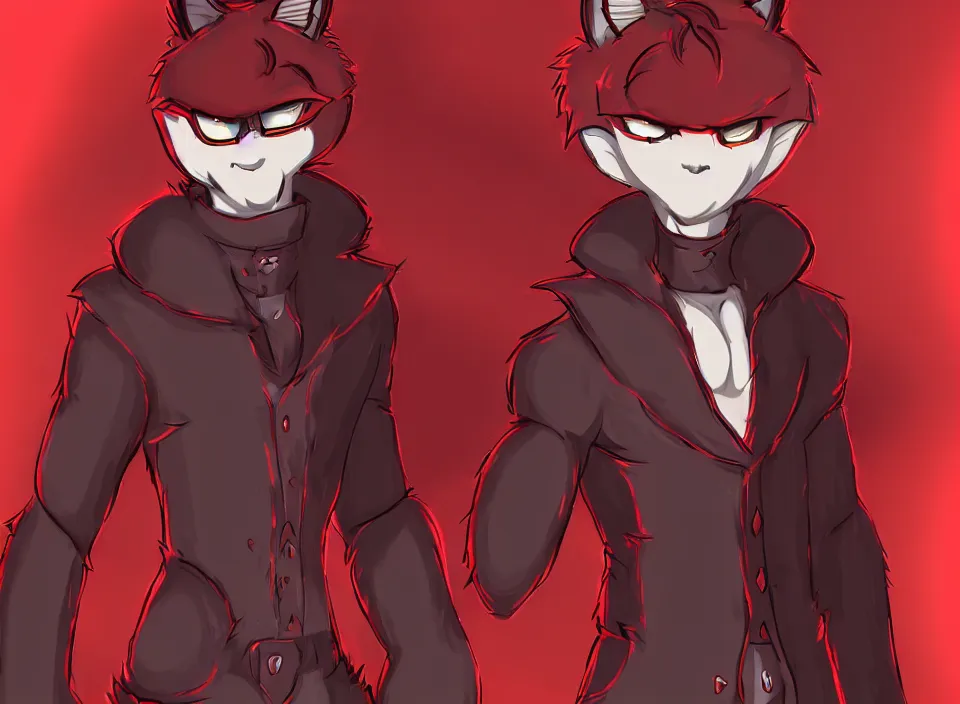 Image similar to furry - male - red - black - weasel - necromancer - fursona uhd ue 5 visual novel pc game expressions