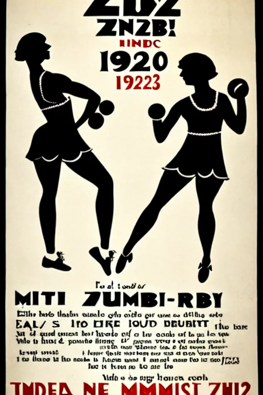 Prompt: 1920s zumba fitness art poster