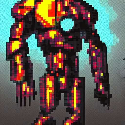 Prompt: cyborg by pixel art