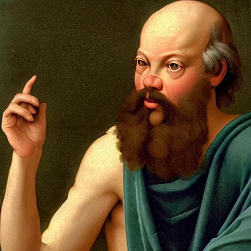 Prompt: socrates wearing a virtual reality headset, renaissance painting