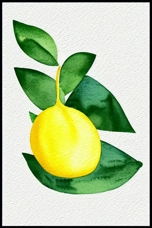 Image similar to minimalist watercolor art of a yellow lemon on white background, illustration, vector art