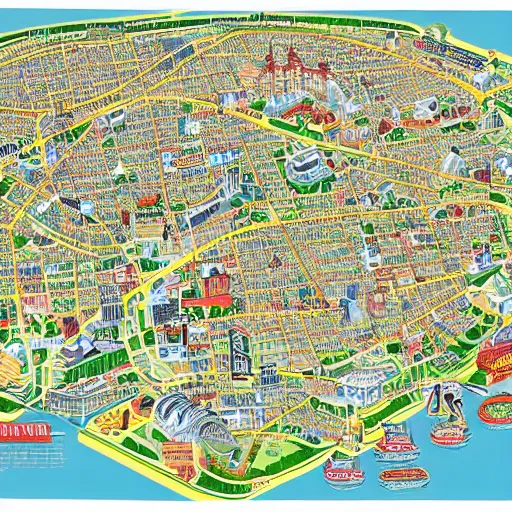 Prompt: highly detailed map of Washington D.c., intricate, hyperdetailed, in the style of busytown