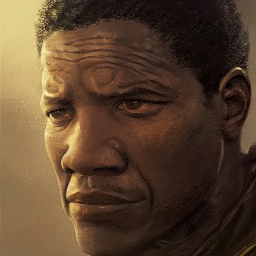 Image similar to portrait of a man by greg rutkowski, denzel washington as a colonial marine from aliens franchise, he is about 5 0 years old, military composure, wearing the tactical gear of the colonial marines, highly detailed portrait, digital painting, artstation, concept art, smooth, sharp foccus ilustration, artstation hq