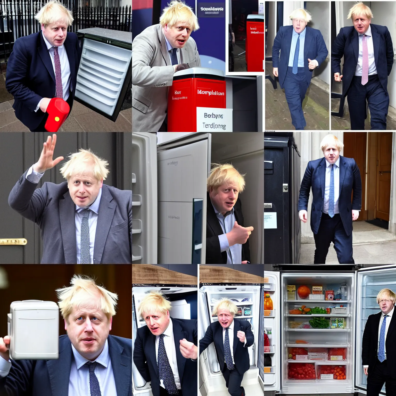 Prompt: Boris Johnson transforming into a fridge