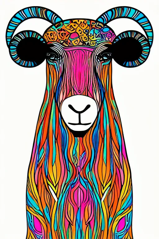 Image similar to minimalist boho style art of a colorful sheep, illustration, vector art