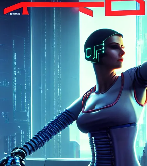 Image similar to cable inserted into head, jacked into cyberdeck wrist terminal, very very beautiful cyberpunk woman, computer, 1 9 7 9 omni magazine cover, style by vincent di fate, cyberpunk 2 0 7 7, very coherent, detailed, 4 k resolution, unreal engine, daz