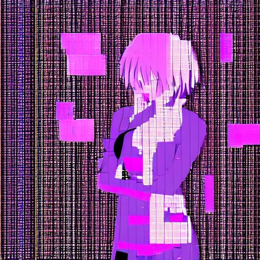 Image similar to anime girl, ascii art, glitch art