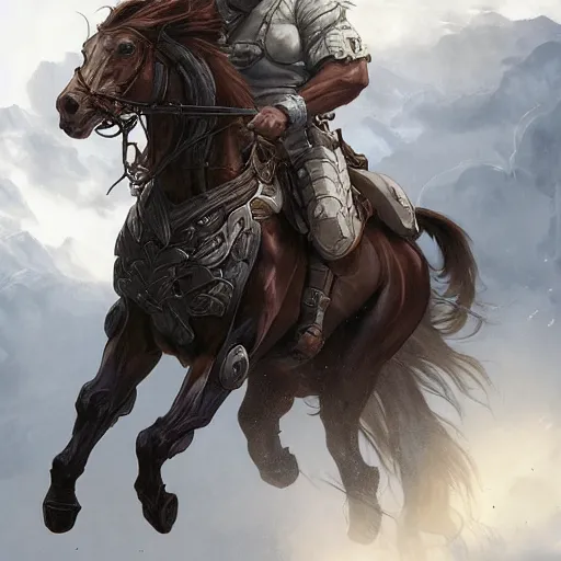 Prompt: splash art of bara horse, wearing tactical kevlar fabric, long white mane, exaggerated muscles, highly detailed, furry, furaffinity, digital painting, artstation, sharp focus, illustration, art by artgerm, greg rutkowski, alphonse mucha