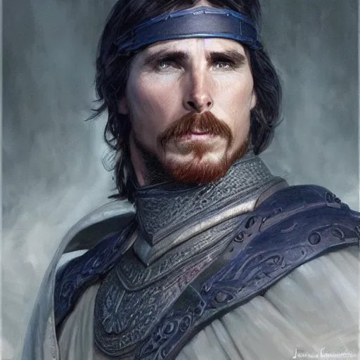 Prompt: Christian Bale without a beard as a fantasy D&D character, portrait art by Donato Giancola and James Gurney, digital art, trending on artstation