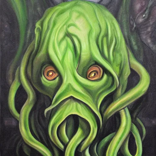 Image similar to handsome portrait of cthulhu, oil on canvas, high budget