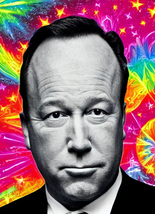 Image similar to alex jones by lisa frank and Zbigniew Brzezinski