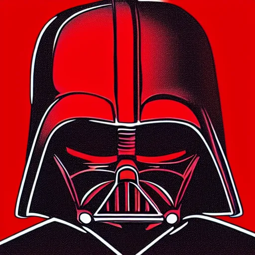 Image similar to darth vader, profile pic, red background, accurate anatomy, highly detailed, digital art, epic,