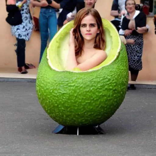 Image similar to emma watson as an avocado chair