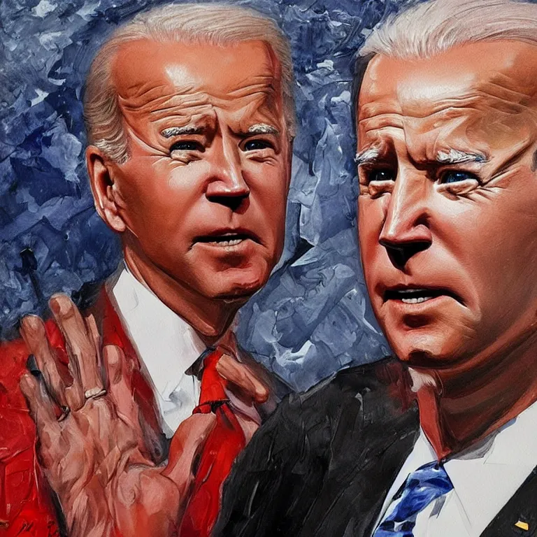 Image similar to Joe Biden, painted by zdzislaw besksinski