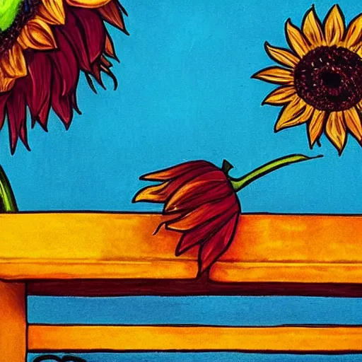 Prompt: sunflower on a balcony. popart