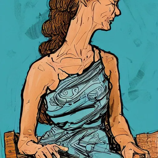 Image similar to beautiful young woman in a sundress, trending on artstation, intricate details, in the style of frank auerbach, in the style of sergio aragones, in the style of martin ansin, in the style of david aja, in the style of mattias adolfsson