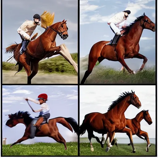 Image similar to 4 frames of a horse running frame - by - frame from a video clip