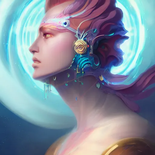 Prompt: portrait of a beautiful cybernetic emanation, side profile, by pete mohrbacher and artgerm and wlop, digital art, highly detailed, intricate, fantasy, mystical, Trending on Artstation HQ, deviantart, unreal engine, 4K UHD image
