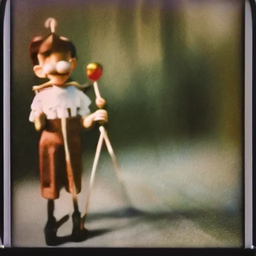 Prompt: polaroid photo of real life pinocchio