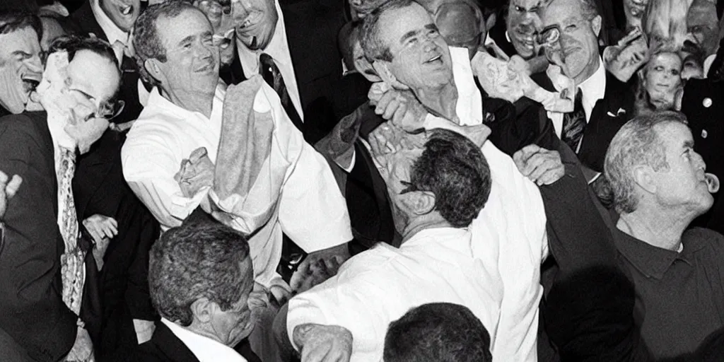 Image similar to “ george bush doing a kegstand ”