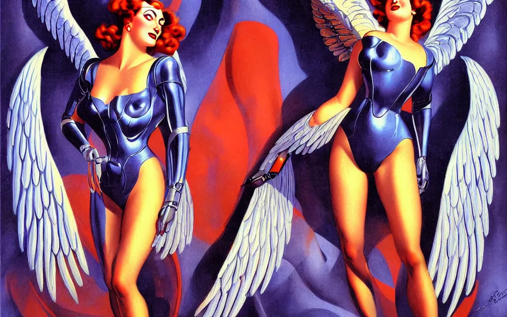 Prompt: futurist cybernetic angel, future perfect, award winning digital art by enoch bolles