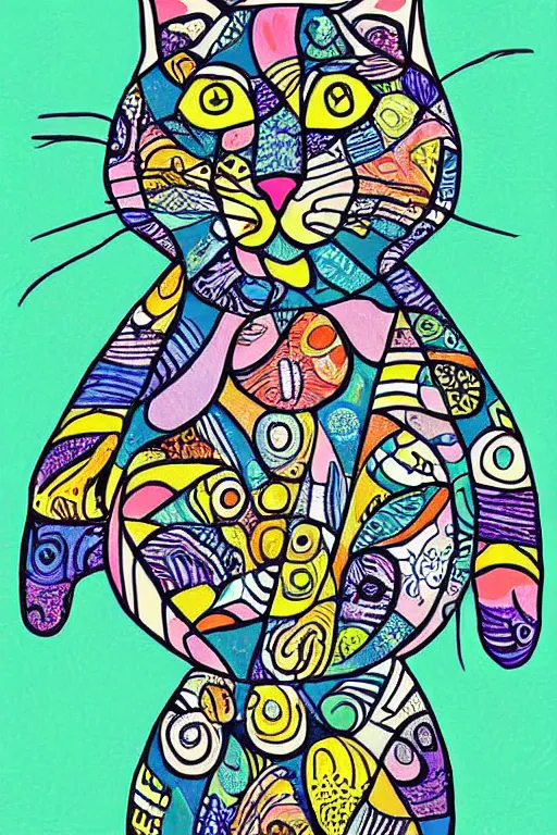 Image similar to beautiful art illustration of cat by laurel burch