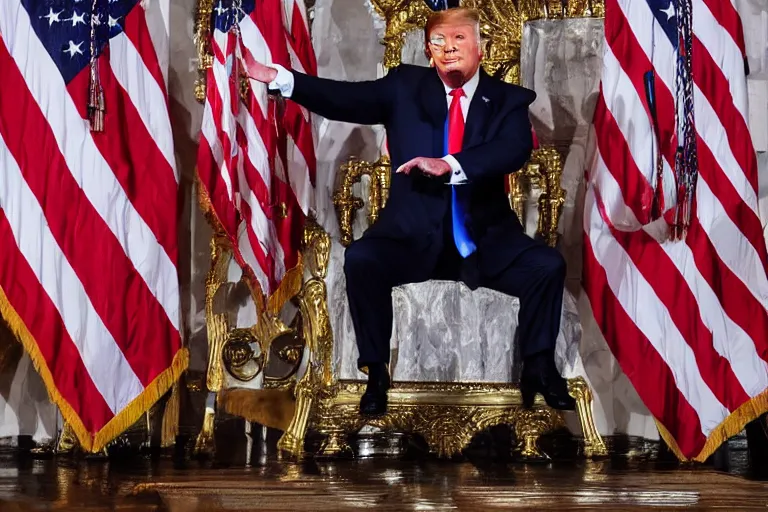 Image similar to trump on a throne