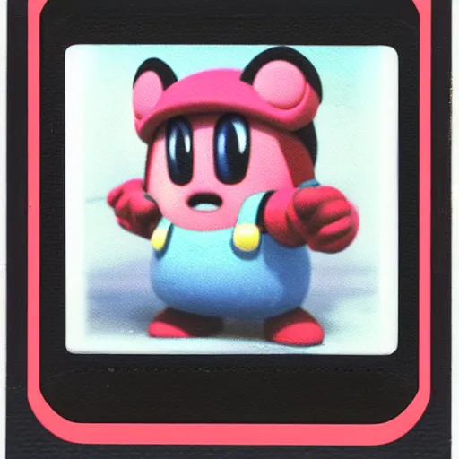 Image similar to polaroid image of the nintendo character kirby in new york city