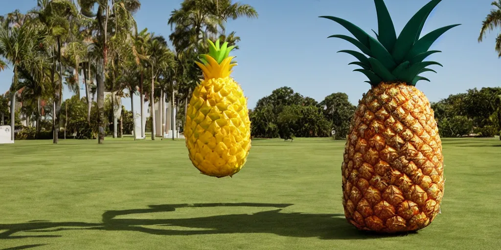 Prompt: koons sculpture of a pineapple