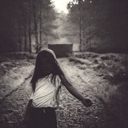 Image similar to girl takes selfie with ghost spirit, dark eerie photo vibes